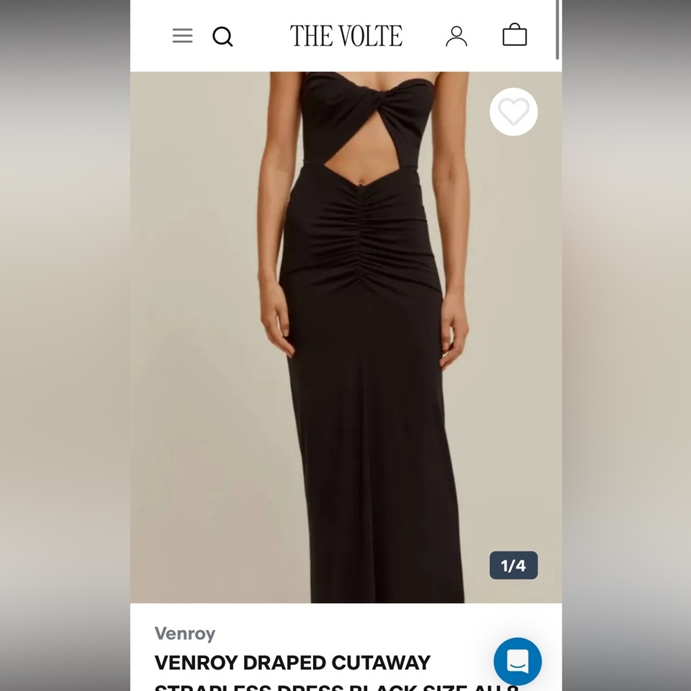 Venroy Black Strapless Draped Cutaway Maxi Dress